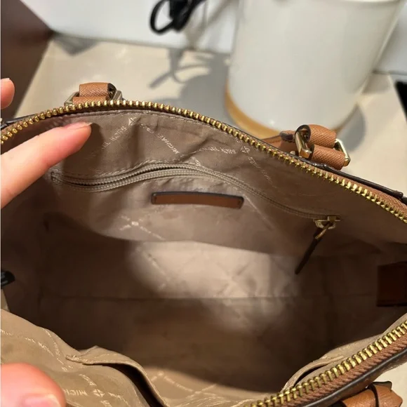 Michael Kors Ciara Acorn Brown Saffiano Leather Satchel - Picture 3 of 5